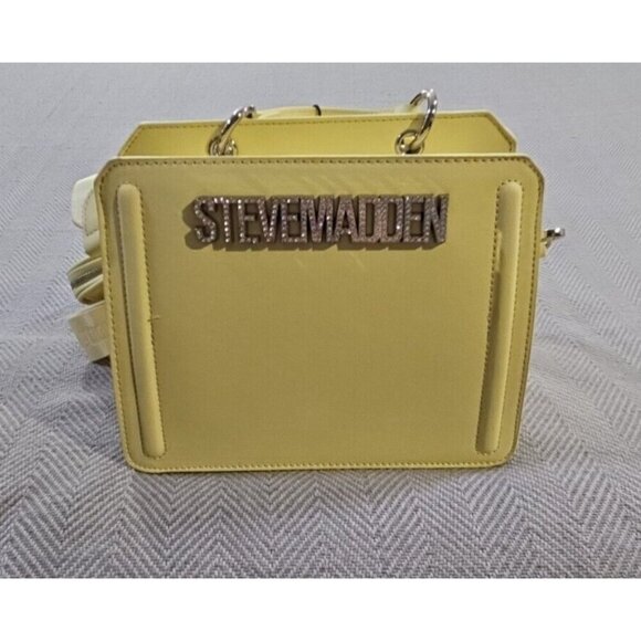Steve Madden NWT Bevelyn-G Satchel Butter Yellow Crossbody Rhinestones Bling - Picture 15 of 16